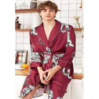 👉 Herenbadjas bordeaux rood mannen Satijnen tijgers- 8720254046884