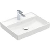 👉 Wastafel TitanCeram stone white wit Villeroy & Boch Collaro 60x47cm zonder overloop 1 kraangat ceramic+ 4A3361RW 4051202918354