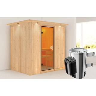 👉 Kachel Karibu | Sauna Fanja met Dakkraag Helderglas 3,6 kW Geïntegreerde Bediening 4010090858883