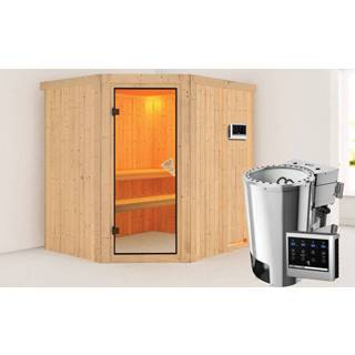 👉 Karibu | Sauna Lilja Bronzeglas Biokachel 3,6 kW Externe Bediening 4010090598024