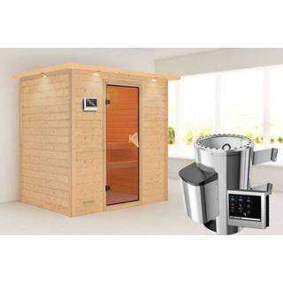 👉 Kachel Karibu | Sauna Ronja met Dakkraag Helderglas 3,6 kW Externe Bediening 4010090860916