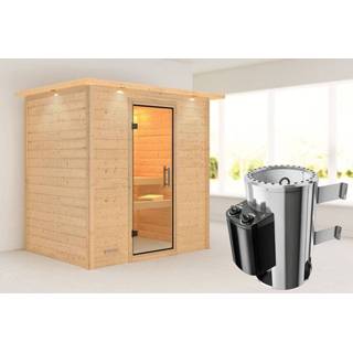 👉 Kachel Karibu | Sauna Ronja met Dakkraag Helderglas 3,6 kW Geïntegreerde Bediening 4010090860909