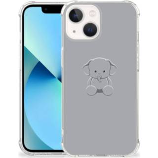 👉 Bumper hoesje grijs baby's IPhone 13 mini Stevig Baby Olifant 8720632030412