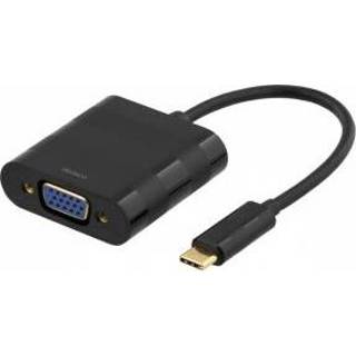 👉 Kabel adapter zwart Deltaco USBC-VGA video USB Type-C VGA (D-Sub) 7333048008183