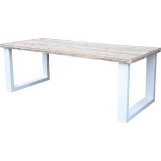 👉 Eettafel wit male Wood4you - New England industriële look 220Lx78Hx90D cm (U-poot) 9110025709756