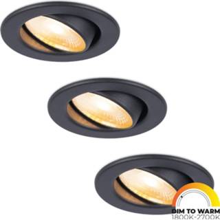 👉 Inbouwspot zwart aluminium a+ extra warm wit 3x Malta - LED inbouwspots IP44 5W 1800-2700K dim to dimbaar 5 jaar garantie 8720365427909