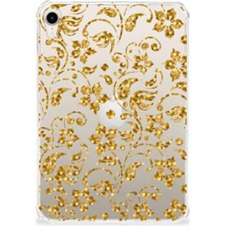 👉 Siliconen hoesje gouden Apple iPad mini 6 (2021) Bloemen 8720632379177