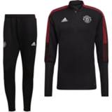 👉 Trainingspak trainingspakken mannen kinderen zwart rood Adidas Manchester United Drill 2021-2022 Kids