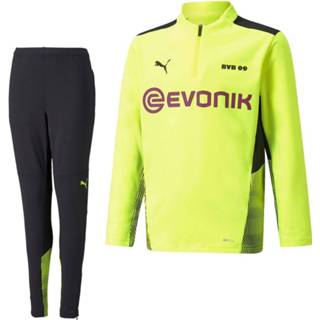 Trainingspak trainingspakken kinderen geel zwart PUMA Borussia Dortmund 1/4 Zip 2021-2022 Kids