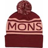 👉 Beanie rood beige One Size uniseks Mons Royale - Pom Muts maat Size, rood/beige 9420057486076