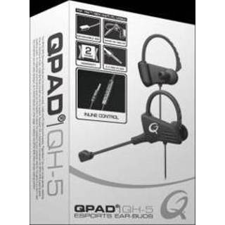 👉 Hoofdtelefoon zwart QPAD QH5 hoofdtelefoon/headset oorhaak, In-ear 3,5mm-connector 4715109798128