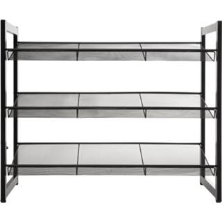 👉 Schoenenrek zwart metalen metaal modern engels voor 9paar - 3etages Schoenen Opbergen in de Hal Strak Design 62x73x30cm Organizer Schuin 8720359709707