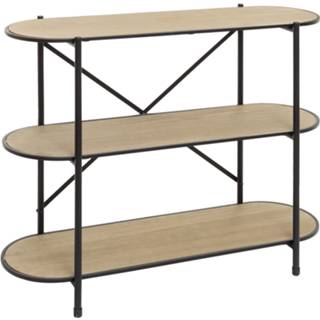 👉 Wandkast zwart metaal hout scandinavisch engels - Stellingkast Open vakken kast Multifunctioneel 3 Planken 8720359710420