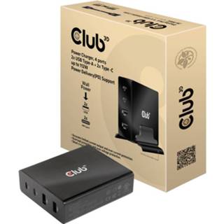 👉 Club 3D CAC-1904 Power Charger 4-ports, 2x USB-A en USB-C tot 112W 8719214472023