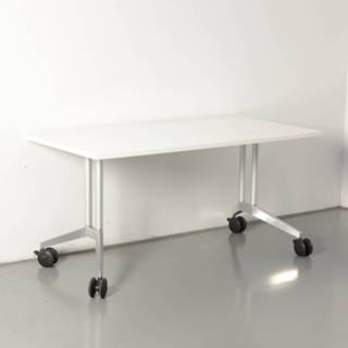 👉 Kantinetafel wit Officetrader AP RVS verrijdbaar melamine recht Solidesk kantinetafel, blad, 150 x 75 cm, vaste hoogte onderstel, 1458721202620