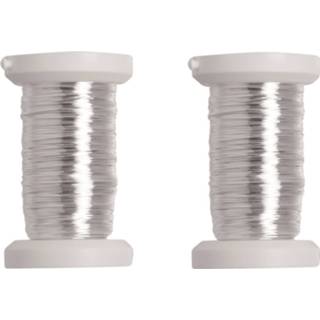 👉 Binddraad zilver synthetisch 4x stuks metallic bind draad/koord van 4 mm dikte 40 meter