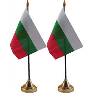 👉 Tafelvlag multi polyester 2x stuks bulgarije tafelvlaggetje 10 x 15 cm met standaard