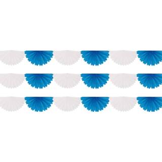 👉 Feestwaaier blauw witte multi papier 3x stuks blauw/witte Oktoberfest Bayern kleuren feest waaier slinger van 3 meter