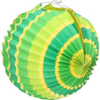 👉 Feestlampion - limegroen en geel - 26 cm - papier - lampion