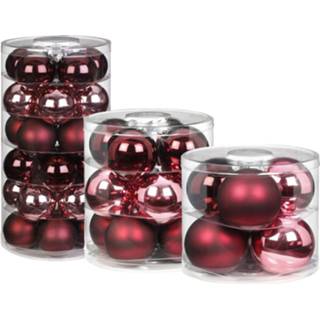 👉 Kerstbal roze rode multi glans glas active 48x Berry Kiss mix roze/rode glazen kerstballen en mat