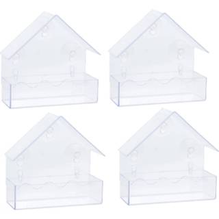 👉 Vogelvoeder transparant kunststof Set van 4x stuks vogel voeder huisjes voor pindas/vetbollen 15 x 6 cm