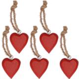 👉 5x Rood hartje aan hanger 5 cm