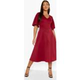 👉 Plus Scuba Midi Skater Jurk, Berry