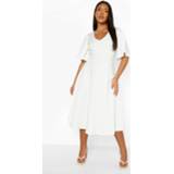 👉 Plus Scuba Midi Skater Jurk, Ivory