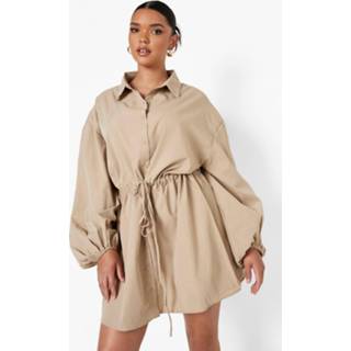 👉 Plus Blouse Jurk Met Oversized Mouwen, Stone