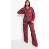 👉 Plus Geborduurde Flanellen Naughty List Pyjama Set, Red