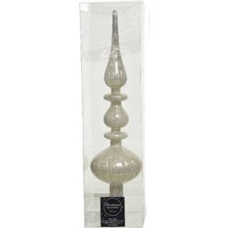 👉 Kerstboom wit glas active Grote glazen piek/topper antiek 35 cm