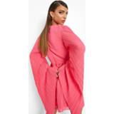 👉 Geplooide Mini Jurk Met Cape Mouwen, Hot Pink