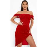 👉 Fluwelen Midi Jurk Met Korset Detail En Zijsplit, Magenta