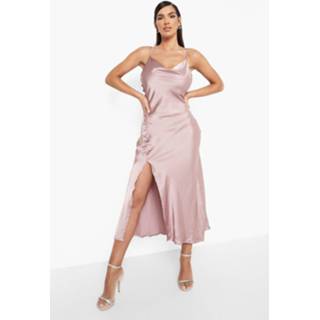 👉 Midi Jurk Met Zijsplit, Rose