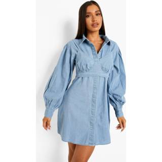 👉 Blouse Jurk Met Overlay Bralette, Mid Blue