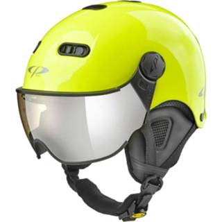 👉 Skihelm geel XS CP Carachillo fluo glimmend - helm met spiegel vizier (☁/❄/☀) 7640185065413
