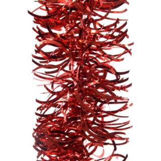 Folie rood kunststof plastic active 1x Feestversiering slingers golf kerst 10 cm breed x 270 kunststof/plastic kerstversiering