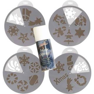 👉 Sjabloon wit kunststof active 4x Kerst raamdecoratie sjablonen 6 stuks herbruikbaar met sneeuwspray