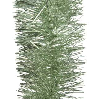 👉 Kerstboom groen salie kunststof active 1x stuks slingers/lametta guirlandes (sage) 270 x 10 cm