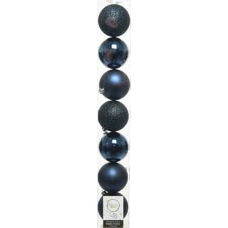 👉 Kerstbal blauwe blauw donkerblauw kunststof active 7x stuks kerstballen donkerblauwe (night blue) 8 cm glans/mat/glitter