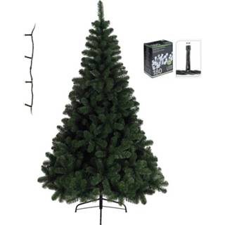 👉 Kunst kerstboom active witte Imperial Pine 120 cm met warm lampjes