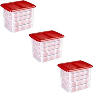 👉 Kerstversiering multi kunststof active 3x Kerstversieringen opbergen boxen met vakverdeling 45 L