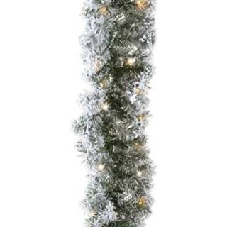 👉 Groene groen kunststof active 1x dennenslingers frosted met verlichting 270 cm