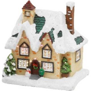 👉 Kerstdorp multi polyresin active huis kersthuisjes met verlichting 9 x 11 12,5 cm