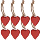 👉 20x Rood hartje aan touwtje 5 cm