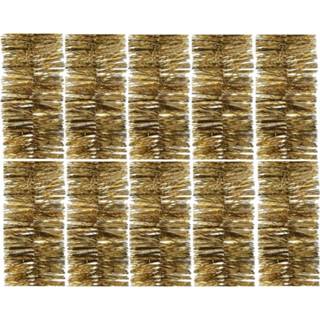 👉 Folie goud kunststof plastic active 10x Feestversiering slinger 270 cm kunststof/plastic kerstversiering