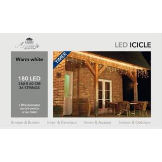 👉 Kerst verlichting wit One Size Kerstverlichting ijspegelverlichting met timer 180 lampjes warm 3,6 x 0,6 mtr - 36 strengen Voor binnen en buiten gebruik 8720147589771