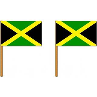 👉 Zwaaivlag multi polyester 2x stuks luxe Jamaica 30 x 45 cm