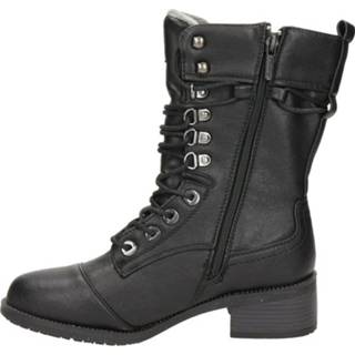 👉 Veterboots vrouwen zwart leer Mustang 8720251298507