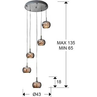 👉 Hang lamp glas kristal warmwit a+ chroom LED hanglamp Arian met kristallen, 5-lamps
